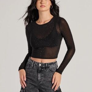 New beautiful black Stone Crop Top size Small
